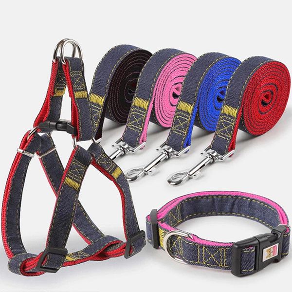 dog collars & leashes 1pcs dogs leash harness adjustable collar set denim pet lead vest small medium large for walking training
dog collars & leashes 1pcs dogs leash harness adjustable collar set denim pet lead vest small medium large for walking training