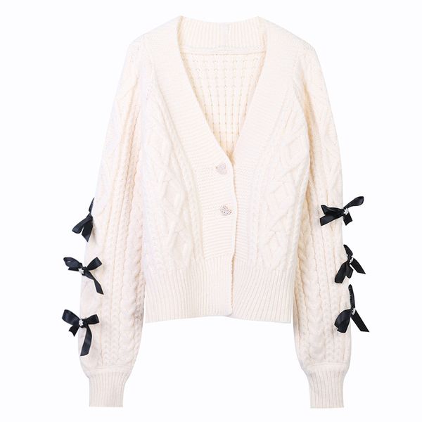 women's jackets long-sleeved chic bowknot sweater beige knitted cardigan v-neck thickened 9dbs, Black;brown
women's jackets long-sleeved chic bowknot sweater beige knitted cardigan v-neck thickened 9dbs, Black;brown