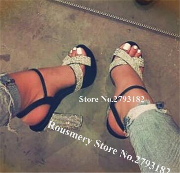 bling open toe rhinestone chunky heel platform sandals red black silver crystal thick high wedding shoes
bling open toe rhinestone chunky heel platform sandals red black silver crystal thick high wedding shoes