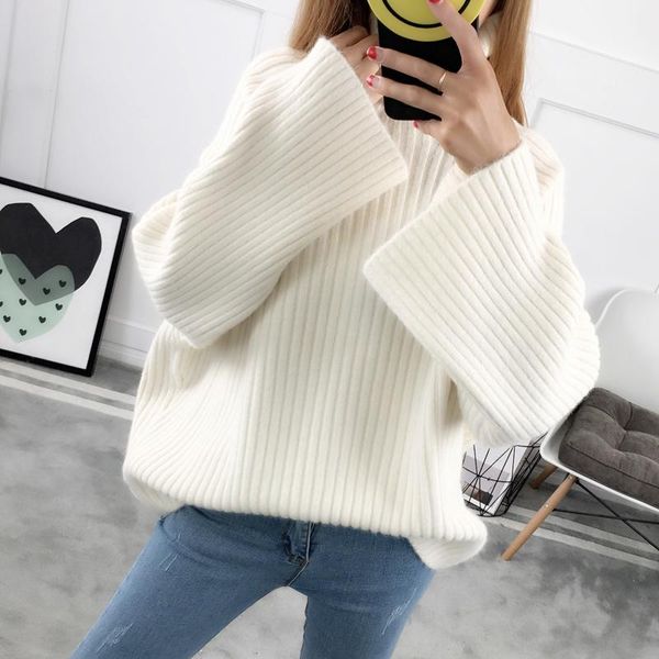 women's sweaters women loose sweater 2021 winter and autunm high collar pullover lazy korean soft casual all-match female kintted, White;black
women's sweaters women loose sweater 2021 winter and autunm high collar pullover lazy korean soft casual all-match female kintted, White;black