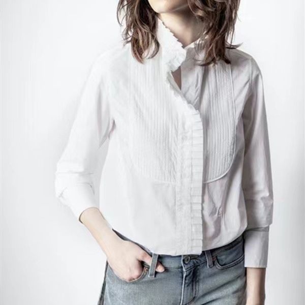 sweaters women office wear white blouse lady long sleeve frill ruffles trim pleated shirt and single-breasted ol blouses, White;black
sweaters women office wear white blouse lady long sleeve frill ruffles trim pleated shirt and single-breasted ol blouses, White;black