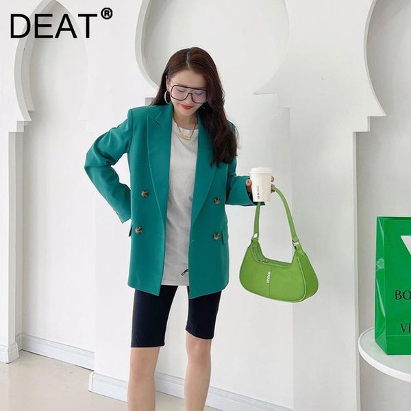 women's suits & blazers deat woman blazer green solid zip back design notched collar long sleeve jacket loose casual style 2021 summer, White;black
women's suits & blazers deat woman blazer green solid zip back design notched collar long sleeve jacket loose casual style 2021 summer, White;black