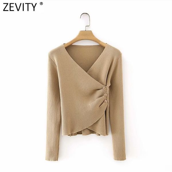 women solid v neck irregular slim short knitting sweater female chic long sleeve pleats buttons s640 210420, White;black
women solid v neck irregular slim short knitting sweater female chic long sleeve pleats buttons s640 210420, White;black