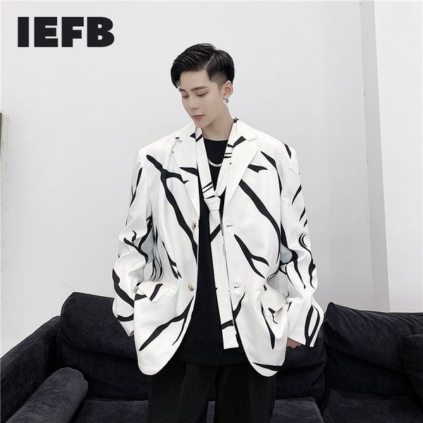 iefb men's clothing spring trend white blazers tie design digital printing flame pattern loose casual suit coat 9y4705 210524, White;black
iefb men's clothing spring trend white blazers tie design digital printing flame pattern loose casual suit coat 9y4705 210524, White;black
