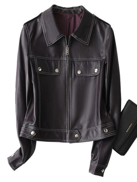 women's leather & faux aorice women real jacket coat female genuine sheep skin trench jackets coats a41403, Black
women's leather & faux aorice women real jacket coat female genuine sheep skin trench jackets coats a41403, Black