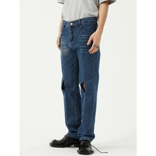 men's jeans men streetwear trousers knee hole male korean fashion casual straight denim pants vibe style man, Blue
men's jeans men streetwear trousers knee hole male korean fashion casual straight denim pants vibe style man, Blue