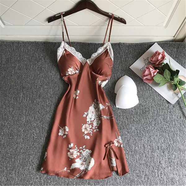 women's sleepwear nightgown satin women nightdress print flower spaghetti strap nightwear suspender skirt loose intimate lingerie, Black;red
women's sleepwear nightgown satin women nightdress print flower spaghetti strap nightwear suspender skirt loose intimate lingerie, Black;red