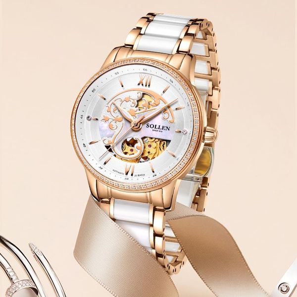 wristwatches fashion casual women's mechanical watches trend temperament ladies watch all ceramic strap simple sl412, Slivery;brown
wristwatches fashion casual women's mechanical watches trend temperament ladies watch all ceramic strap simple sl412, Slivery;brown