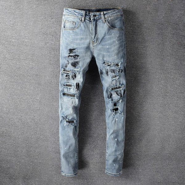 men's jeans high street diamond blue ripped men washed designer skinny trousers party dance club
men's jeans high street diamond blue ripped men washed designer skinny trousers party dance club
