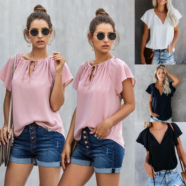 summer blouse women fashion o neck ruffle short sleeve lace up white solid color loose pullover ladies black shirt women's blo
summer blouse women fashion o neck ruffle short sleeve lace up white solid color loose pullover ladies black shirt women's blo