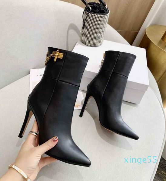 womens half real leather knight winter copper chains thin heel boots size 35-41, Black
womens half real leather knight winter copper chains thin heel boots size 35-41, Black