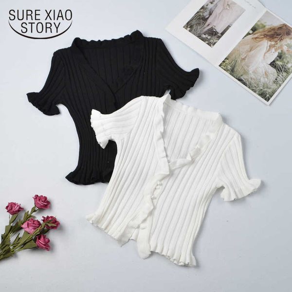 retro fuguns knitted women t-shirts summer v-neck short sleeve tees korean single breasted ladies cardigan 10265 210528, White
retro fuguns knitted women t-shirts summer v-neck short sleeve tees korean single breasted ladies cardigan 10265 210528, White