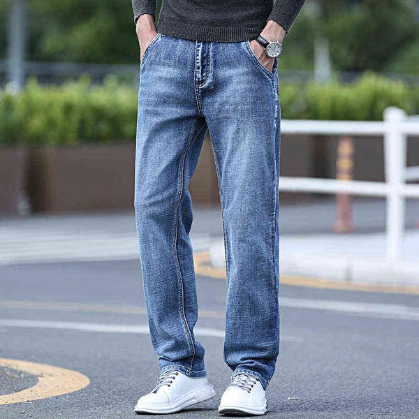 spring and autumn stretch straight tube loose high waist high-end fashion trend large men's jeans long pants, Blue
spring and autumn stretch straight tube loose high waist high-end fashion trend large men's jeans long pants, Blue
