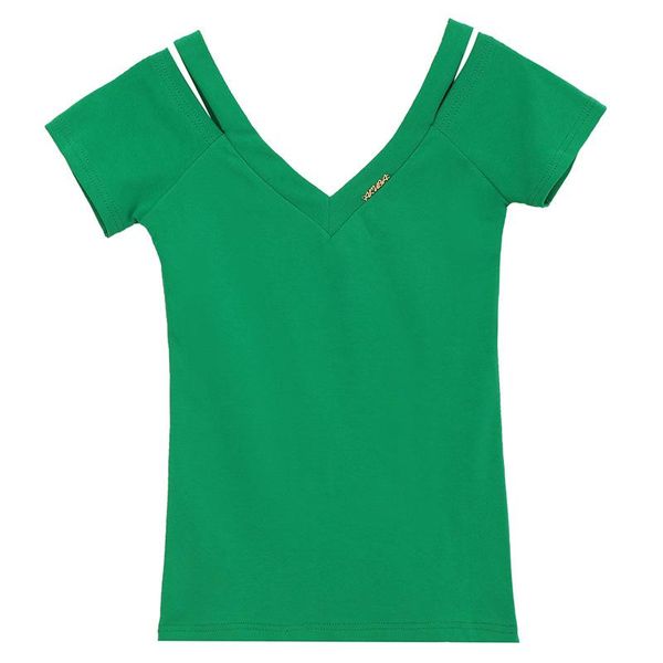 women's t-shirt 2021 ladies double v-neck off-shoulder beauty back fashionable versatile short sleeve, White
women's t-shirt 2021 ladies double v-neck off-shoulder beauty back fashionable versatile short sleeve, White