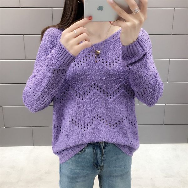 autumn winter hollow out sweater for women v-neck long sleeve purple/pink knitted pullover elegant loose jumper 210426, White;black
autumn winter hollow out sweater for women v-neck long sleeve purple/pink knitted pullover elegant loose jumper 210426, White;black