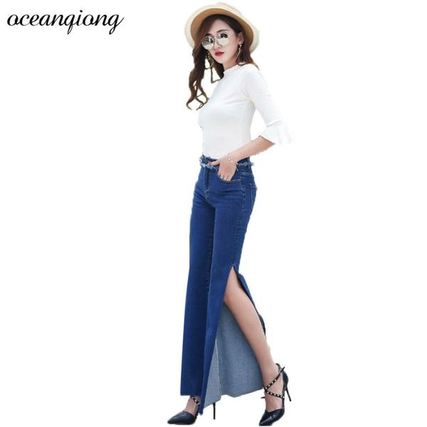 women's jeans high waist washed skinny women wide leg denim flare pants 2021 autumn split calf-length jeansslim hip, Blue
women's jeans high waist washed skinny women wide leg denim flare pants 2021 autumn split calf-length jeansslim hip, Blue
