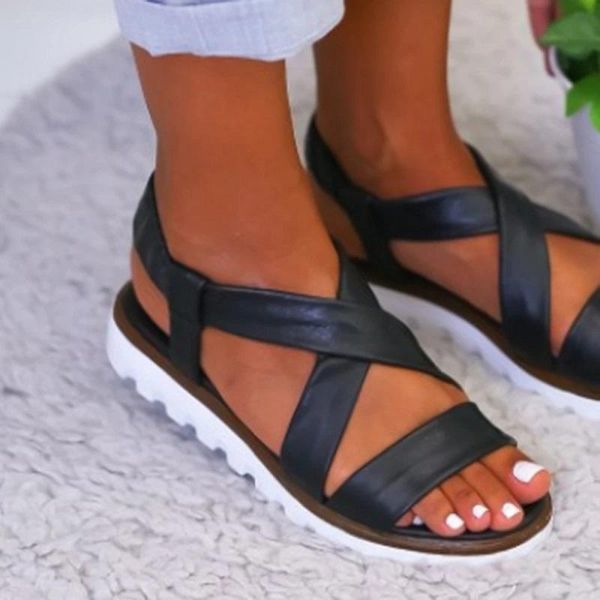 sandals summer women flat platform open toe beach shoes cross strap ladies casual gladiator sandalias mujer, Black
sandals summer women flat platform open toe beach shoes cross strap ladies casual gladiator sandalias mujer, Black