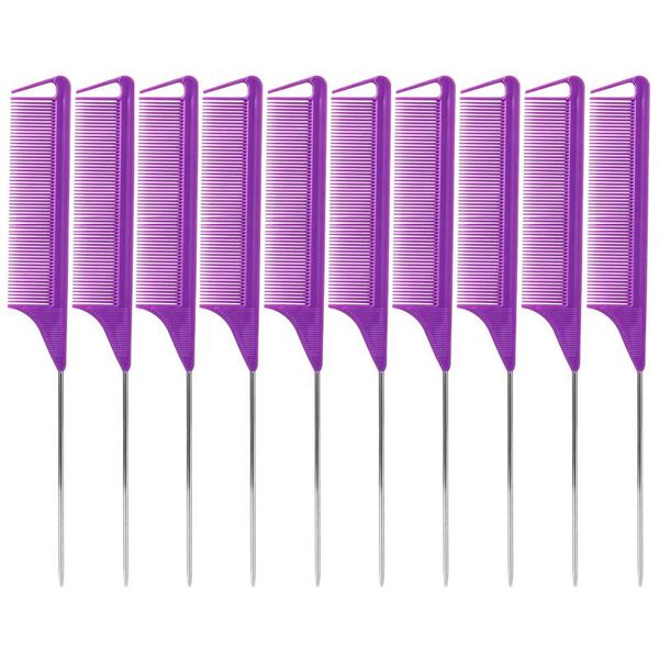 hair brushes 10pcs rattail pintail comb metal parting teasing steel rat tail heat resistant hairdressing styling tools, Silver
hair brushes 10pcs rattail pintail comb metal parting teasing steel rat tail heat resistant hairdressing styling tools, Silver