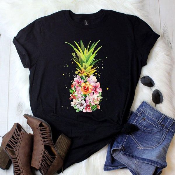 women's t-shirt shirt color pattern pineapple flower short sleeve tees fashion cotton o neck female clothing plus size casual shirts, White
women's t-shirt shirt color pattern pineapple flower short sleeve tees fashion cotton o neck female clothing plus size casual shirts, White
