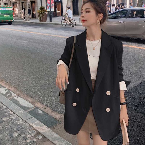 women's suits & blazers casual loose ladies blazer spring and autumn 2021 korean style british high-end design, White;black 
women's suits & blazers casual loose ladies blazer spring and autumn 2021 korean style british high-end design, White;black