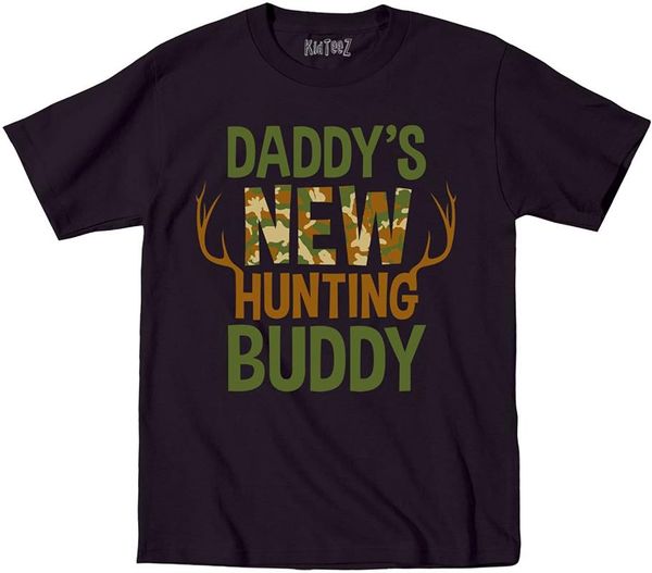 men's t-shirts daddy's hunting buddy, camo fill - toddler short sleeve t-shirt, White;black 
men's t-shirts daddy's hunting buddy, camo fill - toddler short sleeve t-shirt, White;black