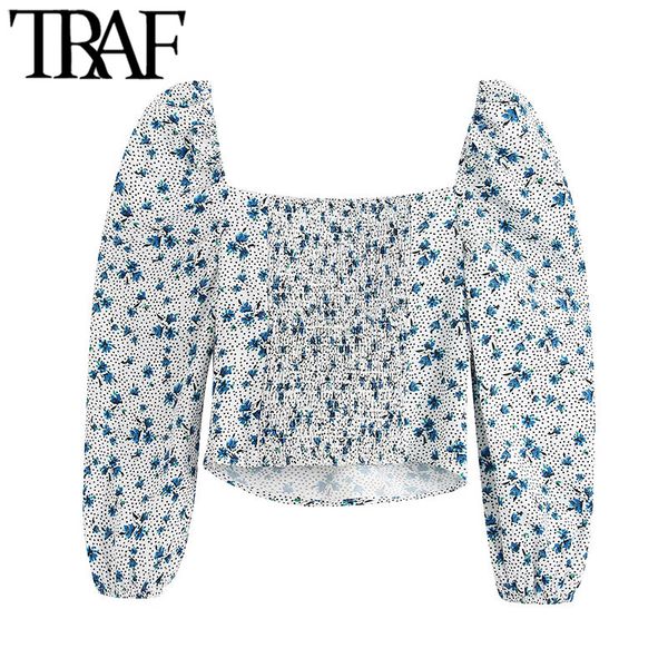 traf women fashion floral print cropped blouses vintage three quarter sleeve back stretch female shirts blusa chic, White
traf women fashion floral print cropped blouses vintage three quarter sleeve back stretch female shirts blusa chic, White
