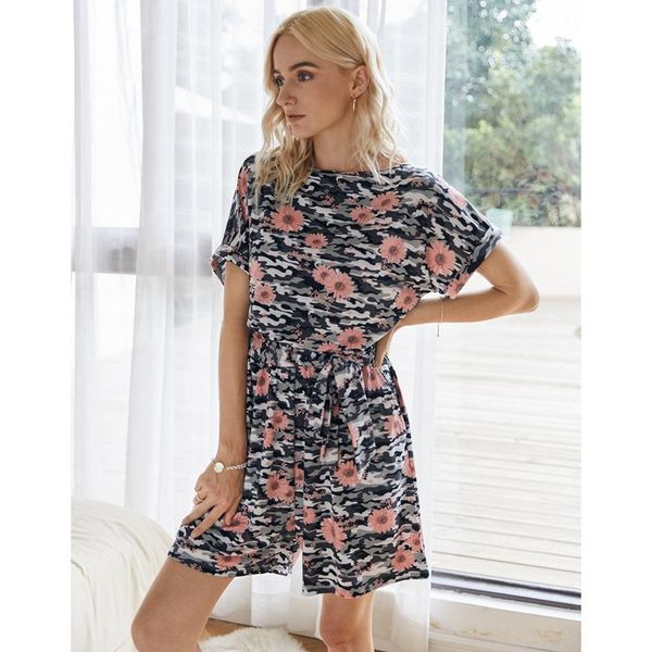 women daisy floral jumpsuit short sleeve belt shorts rompers casual sports home clothing women's jumpsuits &, Black;white
women daisy floral jumpsuit short sleeve belt shorts rompers casual sports home clothing women's jumpsuits &, Black;white