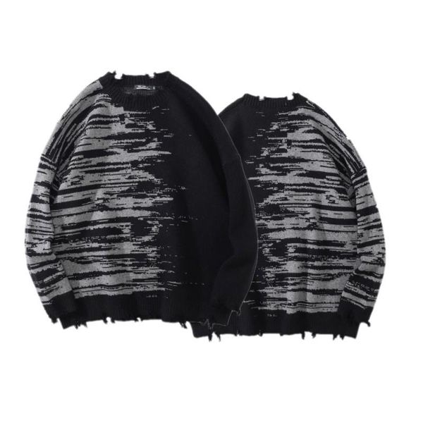 men's sweaters american street trend asymmetric jacquard sweater fashion brand loose lazy style personality destruction couple's, White;black
men's sweaters american street trend asymmetric jacquard sweater fashion brand loose lazy style personality destruction couple's, White;black
