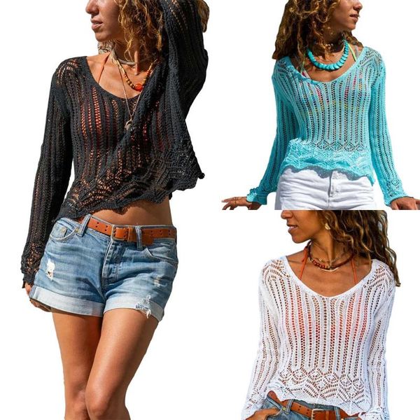 women's sweaters knitted thin sweater 2021fashion casual loose long sleeve v-neck pullover see through hollow spring fall, White;black
women's sweaters knitted thin sweater 2021fashion casual loose long sleeve v-neck pullover see through hollow spring fall, White;black