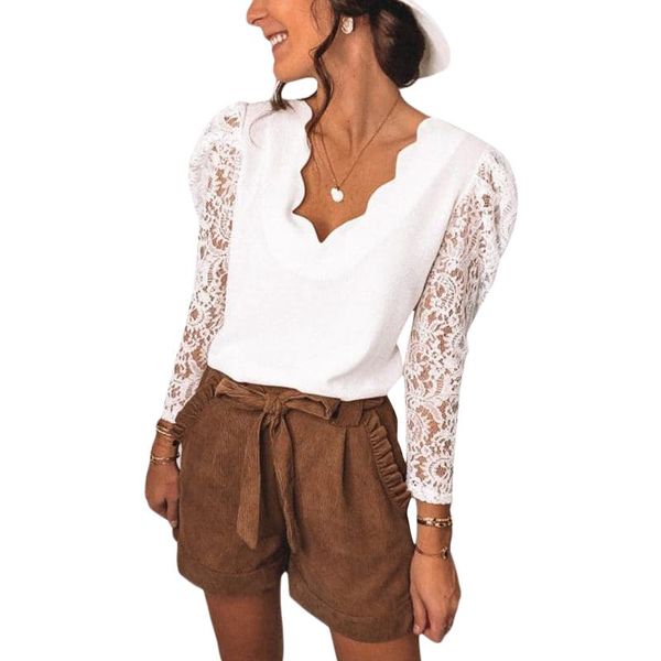 women's t-shirt t-shirt, long sleeve v-neck lace stitching for party vacation travelling dating holiday, White
women's t-shirt t-shirt, long sleeve v-neck lace stitching for party vacation travelling dating holiday, White