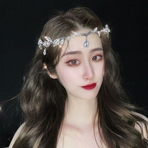 new forehead mori decoration super fairy alloy water drop hair hoop bride wedding dress accessories crown headdress p performance, Black;brown
new forehead mori decoration super fairy alloy water drop hair hoop bride wedding dress accessories crown headdress p performance, Black;brown