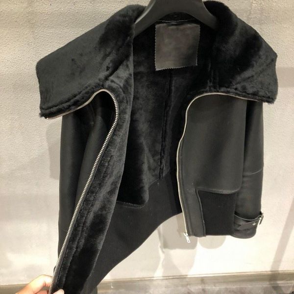 women's fur & faux women winter wool lining overcoat moto biker sheepskin genuine leather coat female punk thick warm real jack, Black
women's fur & faux women winter wool lining overcoat moto biker sheepskin genuine leather coat female punk thick warm real jack, Black