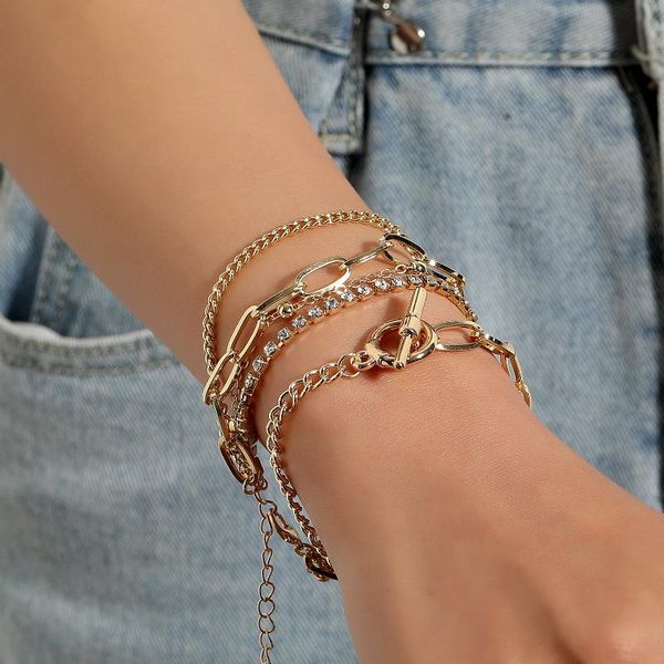link, chain fashion high-quality hip-hop punk ab bracelet female personality multi-layer ot buckle jewelry three-piece set, Black
link, chain fashion high-quality hip-hop punk ab bracelet female personality multi-layer ot buckle jewelry three-piece set, Black