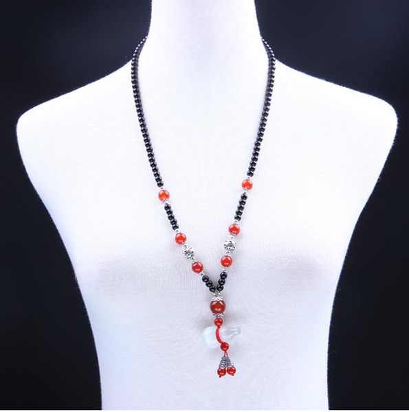 2021 national fashion selling sweater chain black red necklace agate with jubao gourd spring and autumn lady jewelry gift, Silver
2021 national fashion selling sweater chain black red necklace agate with jubao gourd spring and autumn lady jewelry gift, Silver