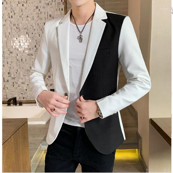 men's suits & blazers 2021 brand clothing social guy personality handsome suit jackets spring men korean spiritual clothes trend slim f, White;black
men's suits & blazers 2021 brand clothing social guy personality handsome suit jackets spring men korean spiritual clothes trend slim f, White;black