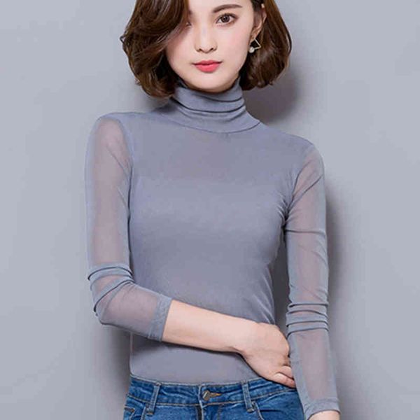 mesh blouse women turtleneck long sleeve elasticity black shirt silm blusas mujer de moda casual shirts new, White
mesh blouse women turtleneck long sleeve elasticity black shirt silm blusas mujer de moda casual shirts new, White