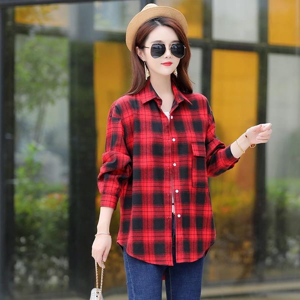 women's blouses & shirts 2021 spring autumn long sleeve women plaid shirt loose casual fashion blouse female cotton blusas leisure, White
women's blouses & shirts 2021 spring autumn long sleeve women plaid shirt loose casual fashion blouse female cotton blusas leisure, White
