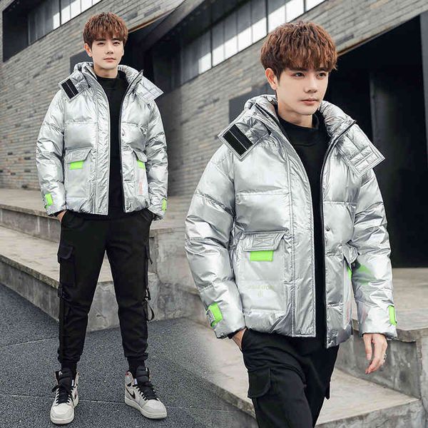 jacket 2021 white duck down short letter silver shiny men's hooded thick loose clothes, Black
jacket 2021 white duck down short letter silver shiny men's hooded thick loose clothes, Black