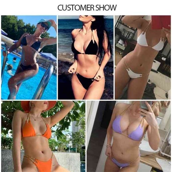 micro chain bikini set halter swimwear women hollow out swimsuit female bathers two high cut bathing suit biquini, White;black
micro chain bikini set halter swimwear women hollow out swimsuit female bathers two high cut bathing suit biquini, White;black