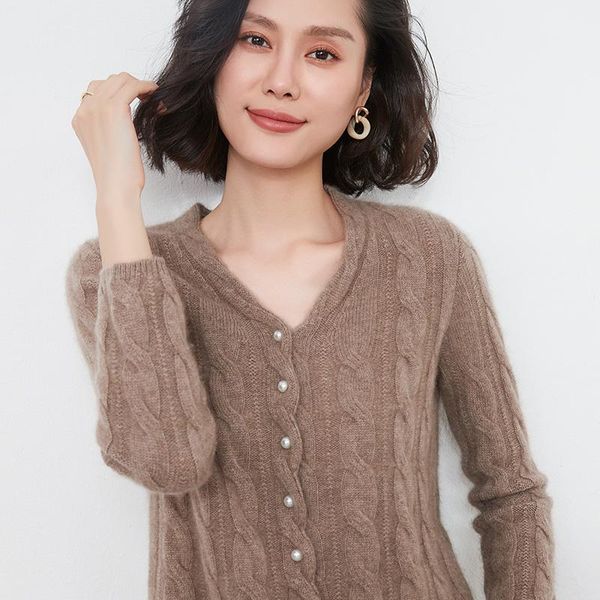 women's knits & tees 2021 autumn and winter cashmere sweater woman v-neck cardigan 100% pure wool twist jacket casual knit long sleeve, White
women's knits & tees 2021 autumn and winter cashmere sweater woman v-neck cardigan 100% pure wool twist jacket casual knit long sleeve, White