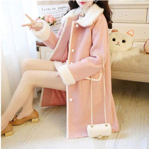women's wool & blends sweet pink autumn winter lapel womens coats fashion long sleeve single breasted straight female medium length jac, Black
women's wool & blends sweet pink autumn winter lapel womens coats fashion long sleeve single breasted straight female medium length jac, Black