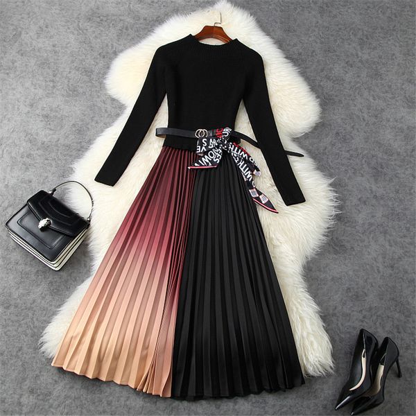 dress female autumn runway fashion gradient fitted nightgown midi robe femme, Black;gray
dress female autumn runway fashion gradient fitted nightgown midi robe femme, Black;gray
