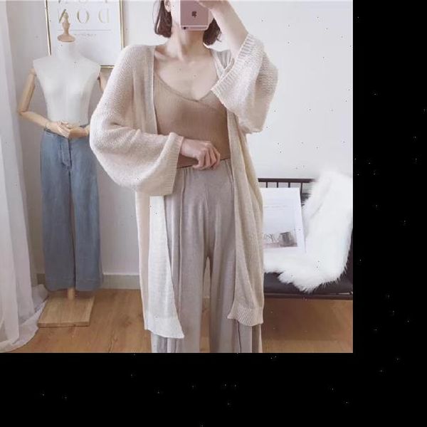long summer cardigan korean womens sweaters style sleeve thin knit casual oversized sweater jacket knitwear khaki white t285, White;black
long summer cardigan korean womens sweaters style sleeve thin knit casual oversized sweater jacket knitwear khaki white t285, White;black
