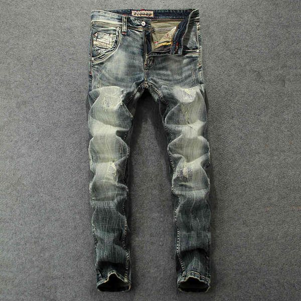 men's jeans fashion streetwear retro vintage slim fit ripped denim hip hop pants italian style classical homme yjef, Blue
men's jeans fashion streetwear retro vintage slim fit ripped denim hip hop pants italian style classical homme yjef, Blue