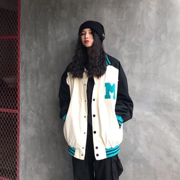women's jackets 2021 baseball uniform streetwear jacket female korean style loose retro american stand-up collar color matching top, Black;brown
women's jackets 2021 baseball uniform streetwear jacket female korean style loose retro american stand-up collar color matching top, Black;brown