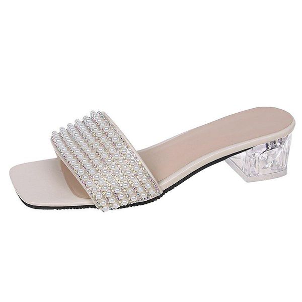 slippers casual women's 2021 fashion simple vamp rhinestone decoration trend all-match elegant, Black 
slippers casual women's 2021 fashion simple vamp rhinestone decoration trend all-match elegant, Black
