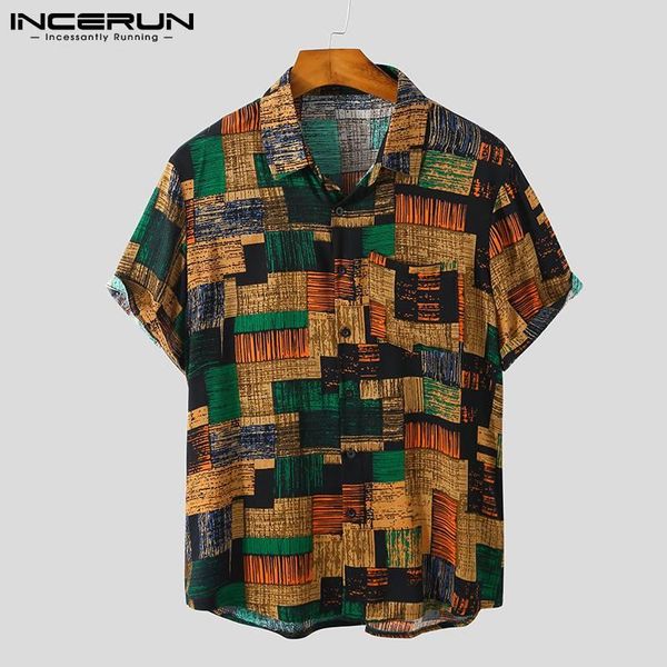 men's casual shirts summer men shirt vintage printing breathable cotton lapel short sleeve streetwear hawaiian 2021 camisas incerun, White;black
men's casual shirts summer men shirt vintage printing breathable cotton lapel short sleeve streetwear hawaiian 2021 camisas incerun, White;black