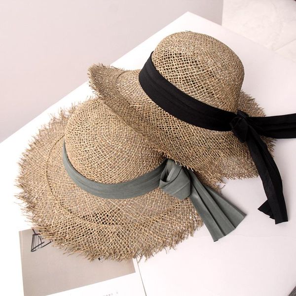 wide brim hats summer sun hat bow visor flat temperament women's straw sea beach holiday leisure sunscreen, Blue;gray
wide brim hats summer sun hat bow visor flat temperament women's straw sea beach holiday leisure sunscreen, Blue;gray