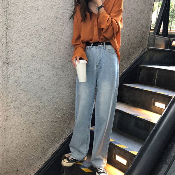 2011Jeans Women Leisure Loose High Waist Retro Wide Leg Womens Jean Korean Style All-match Simple Full-length Trendy Chic Zipper Fly, Blue
2011Jeans Women Leisure Loose High Waist Retro Wide Leg Womens Jean Korean Style All-match Simple Full-length Trendy Chic Zipper Fly, Blue