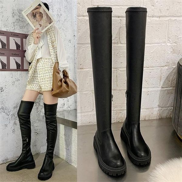 boots 2021 fashion children's korean thick heel over knee elastic women's fashionable plush thin, Black
boots 2021 fashion children's korean thick heel over knee elastic women's fashionable plush thin, Black